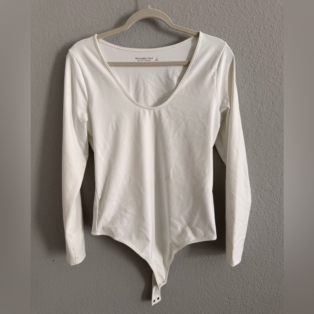 Abercrombie & Fitch Soft A&F White Long Sleeve Bodysuit L
